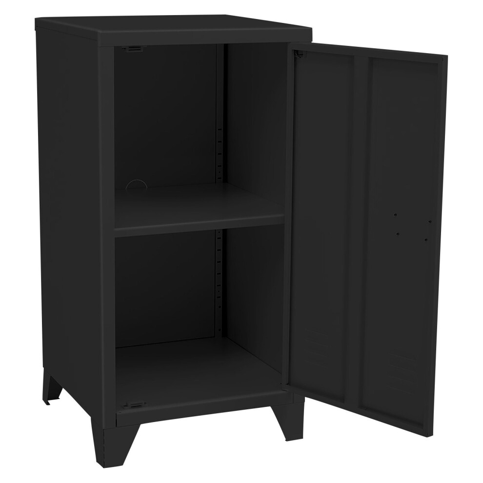 (Black - 2 Shelves) Metal Filing Cabinet Unit FreeStanding Cupboard Tall Garage Parts Hardware Shelf