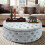 Living And Home (Grey White) Round Upholstered Chesterfield Footstool Pouffe Foot Stool Seat 3