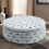 Living And Home (Grey White) Round Upholstered Chesterfield Footstool Pouffe Foot Stool Seat 2
