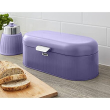 (Purple) Swan Retro Bread Bin Kitchen Storage Easy Open Lid w/Chrome Plate Handle Easy Clean Generous Capacity