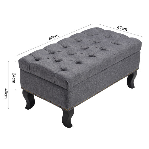 Living And Home (Grey) Upholstered Chesterfield Footstool Pouffe Foot Stool Seat Buttoned Bench 1