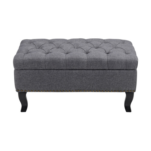 Living And Home (Grey) Upholstered Chesterfield Footstool Pouffe Foot Stool Seat Buttoned Bench 2
