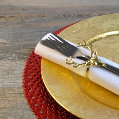 Gold And Red Christmas Festive Dinner Table Setting Plate Placemat 1