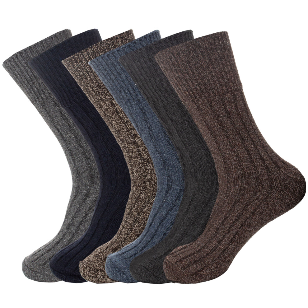 (Multicoloured (Cushion Sole), 3 Pack) Mens Wool Diabetic Socks Non Elastic Warm Thick Sock 6-11