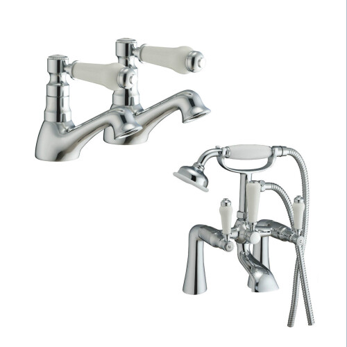NES Home Trafford Basin Taps & Bath Shower Mixer Taps Chrome