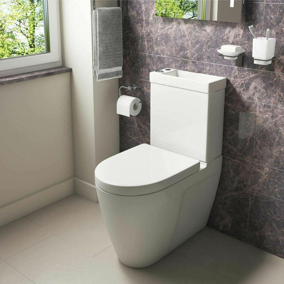 Allscot 2in1 Compact Cloakroom Basin and Toilet Combo Space Saver Unit