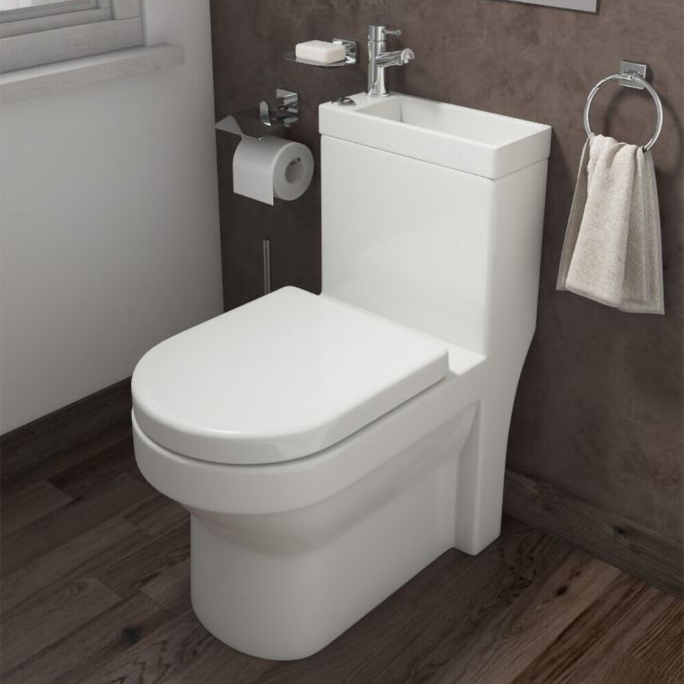 2in1 Compact Basin and Toilet Combo Set Complete with Tap & Waste