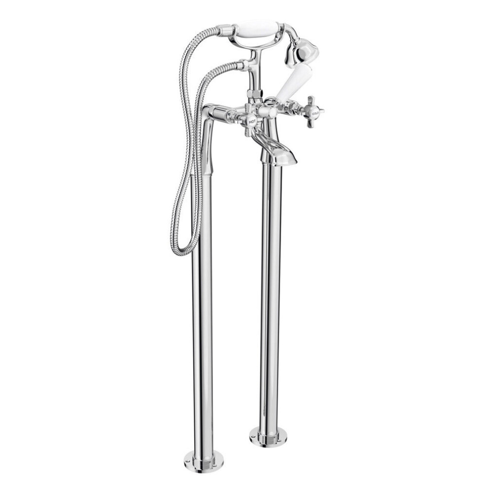 Edwardian II Traditional Freestanding Cross Head Lever Bath Shower Mixer Tap