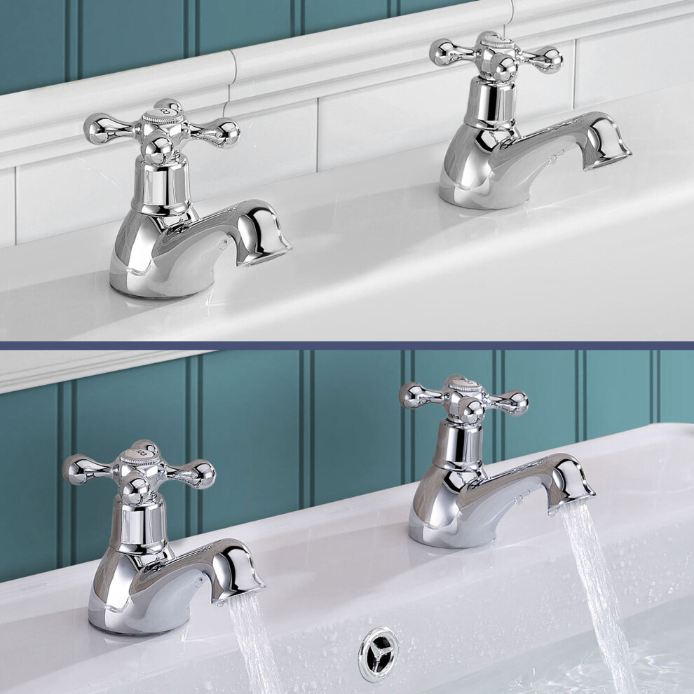 Nes Home Trafford Victorian Bath & Basin Taps Set Chrome