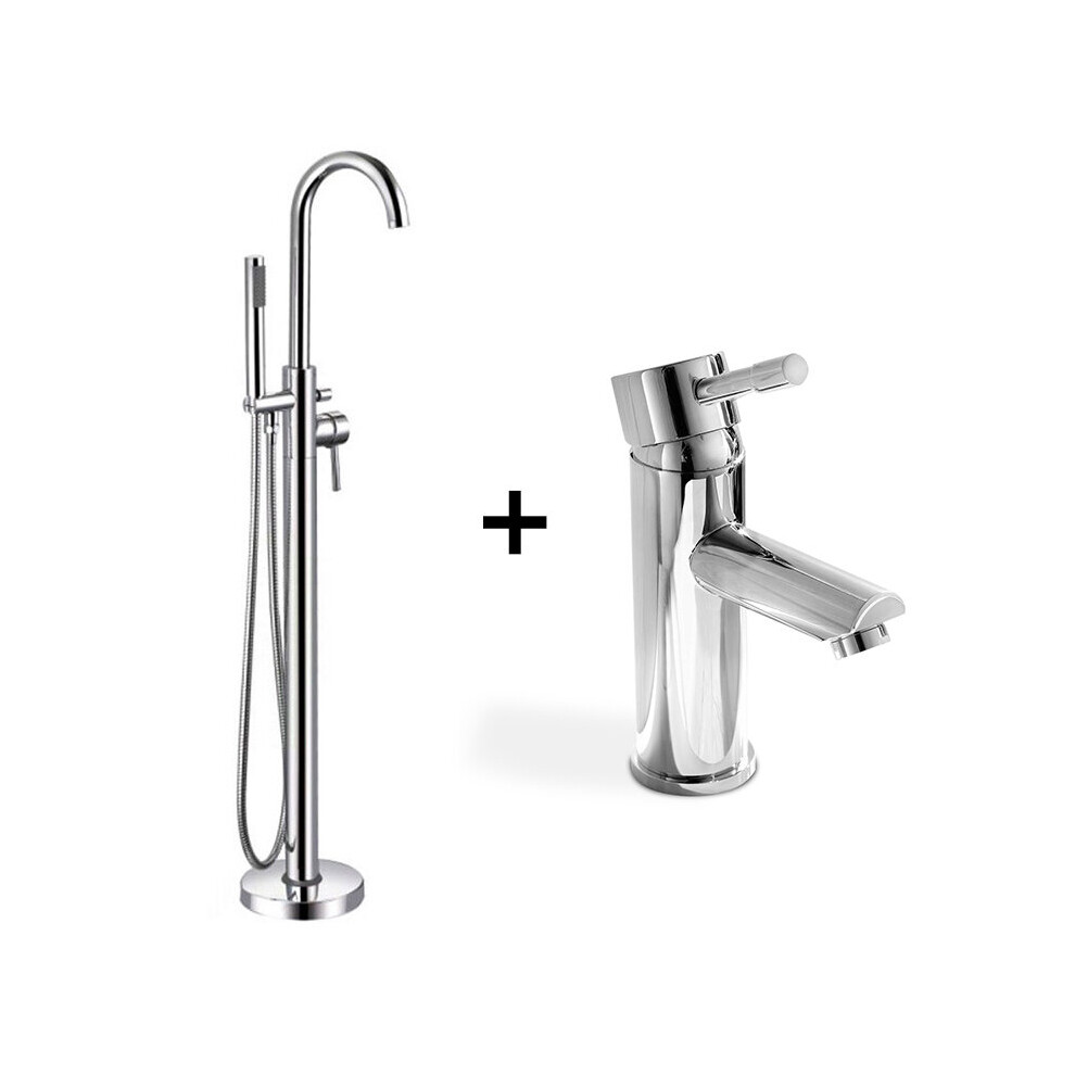 Remy Freestanding Bath Shower Mixer & Basin Sink Mono Tap Chrome