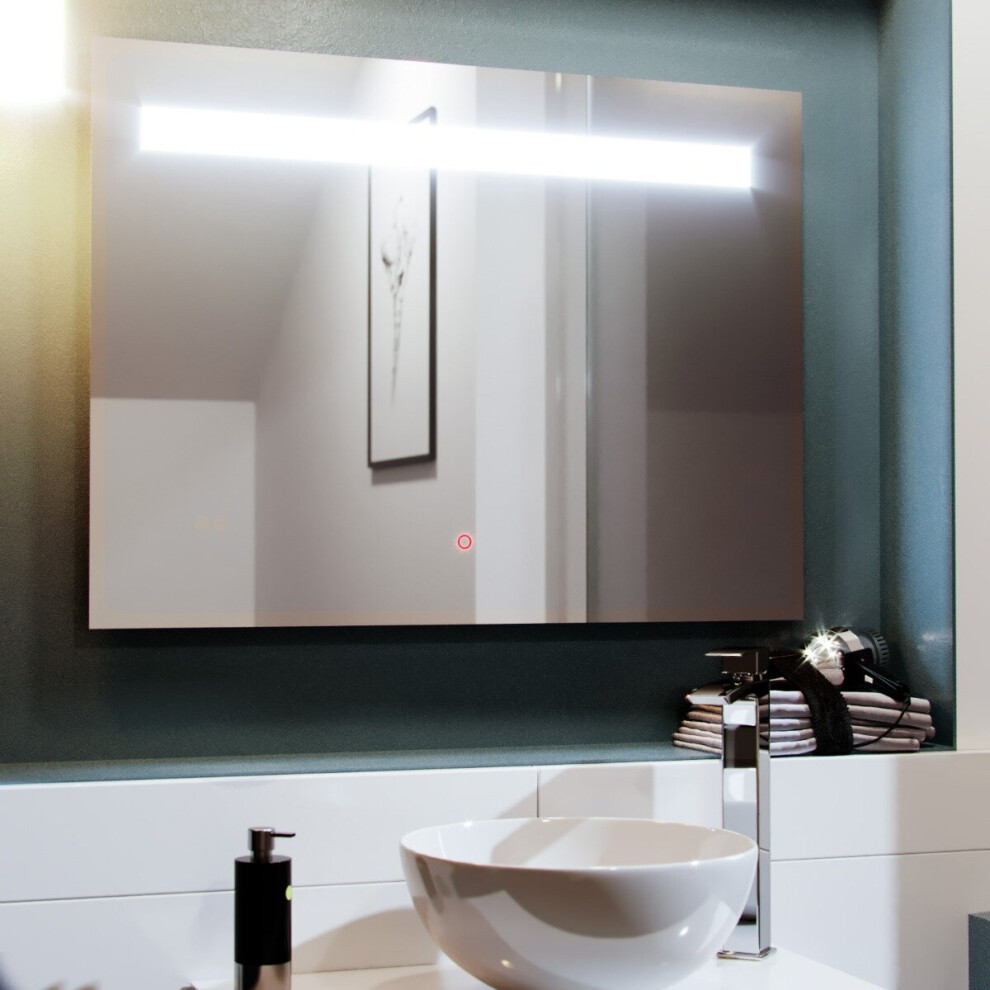 Bar LED 800mm x 600mm Straight Corner Bathroom Mirror