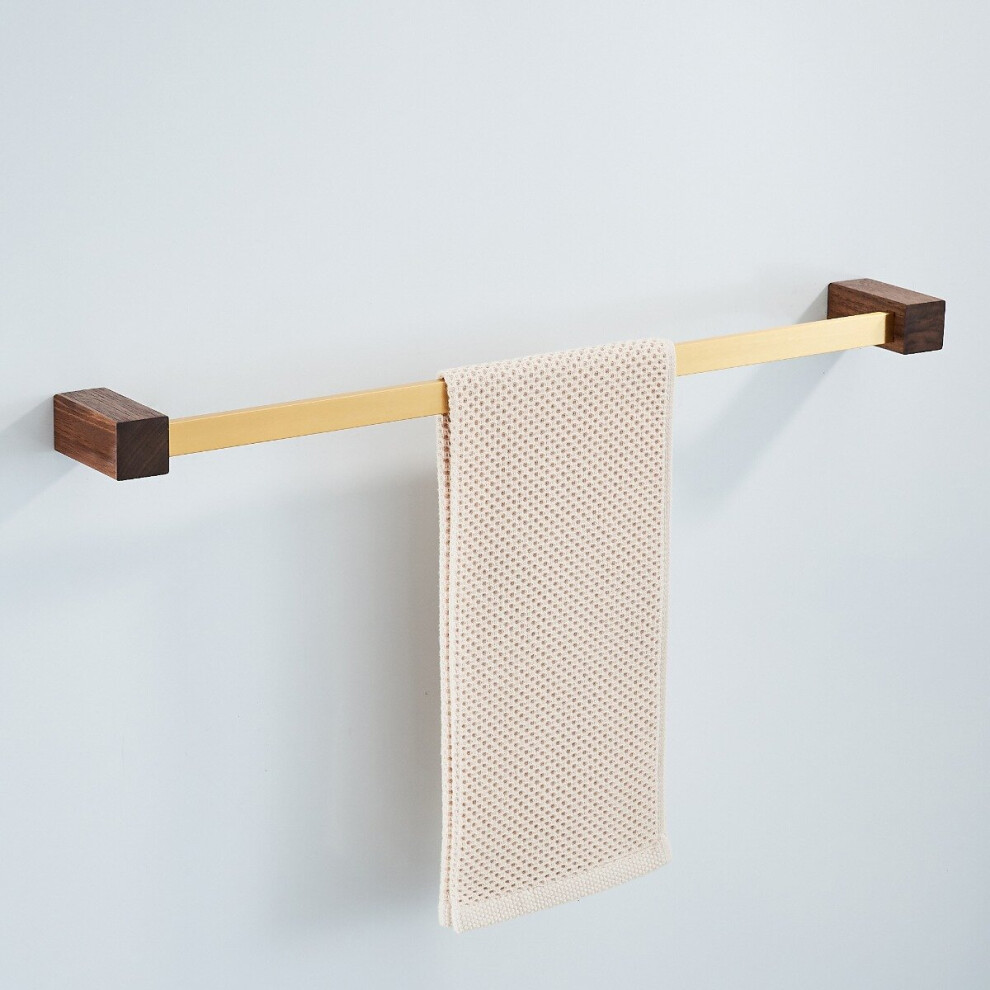 Abloh Luxury Towel Rail Wooden Walnut & Gold Bathroom