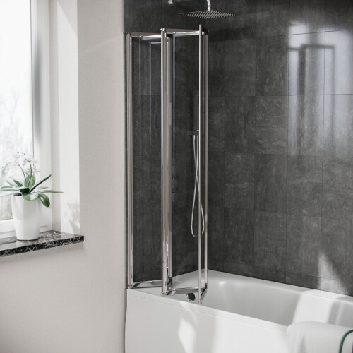 NES Home 1000 x 1400 mm 4 Fold Door Bath Shower Screen Black Frame 2