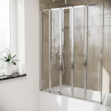 Nes Home 1200 x 1400mm 5 Folding Over Bath Shower Screen Collapsing Glass Door