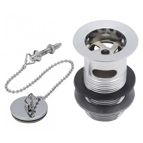 NES Home Slotted Basin Waste With Finish Plug And Chain Chrome