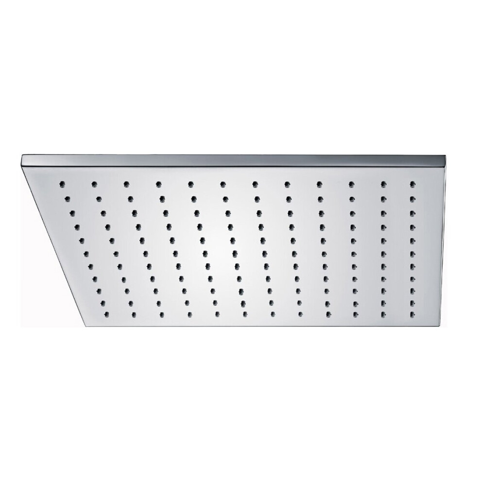 Nes Home Bathroom Fixed Chrome Rainfall Shower Square Head With Rubber Nozzles 250Mm