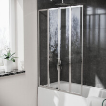 1000 x 1400 mm 4 Fold Door Bath Shower Screen Black Frame