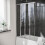 NES Home 1000 x 1400 mm 4 Fold Door Bath Shower Screen Black Frame 1