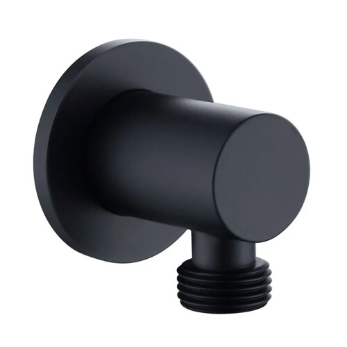 NES Home Matte Black Wall Mounted Outlet Elbow Shower Hose Connector Kit 1
