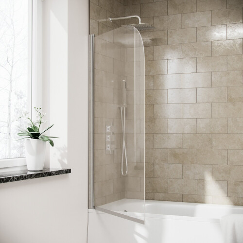 NES Home Denver 800 mm Frameless Curved Bath Shower Screen Door 1