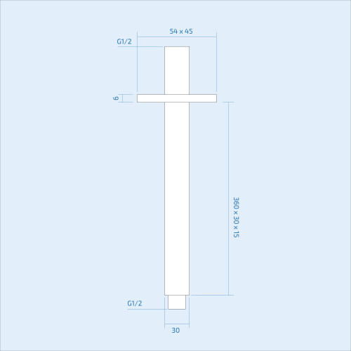 NES Home 360mm Rectangular Ceiling Shower Arm Chrome 2