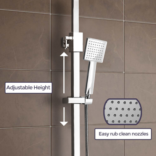 NES Home Thermostatic Shower Mixer With Slide Rail Kit Square 2