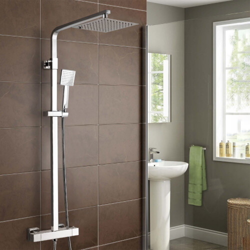 NES Home Thermostatic Shower Mixer With Slide Rail Kit Square