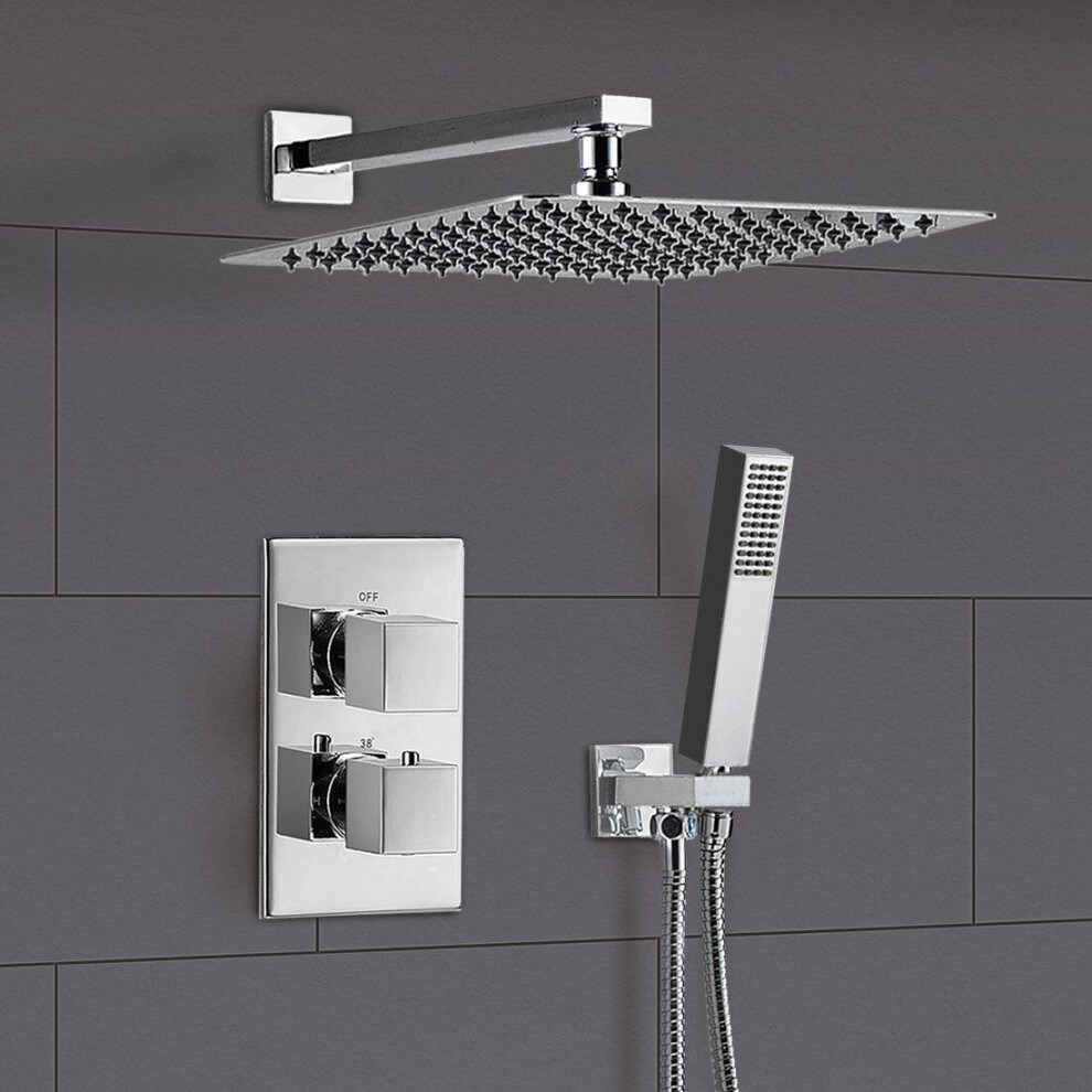 Temelis 2 Dial 2 Way Square Concealed Thermostatic Mixer Valve Shower