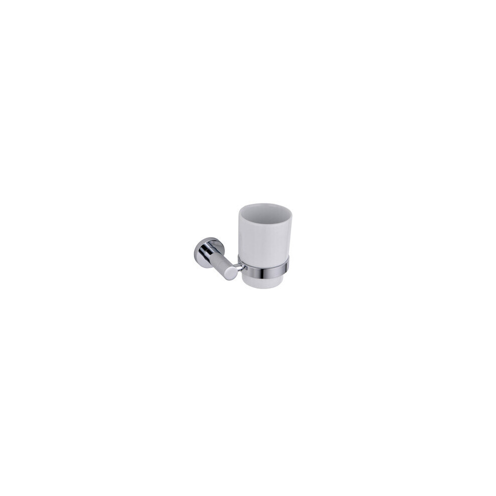 Round Single Glass Tumbler & Holder Chrome