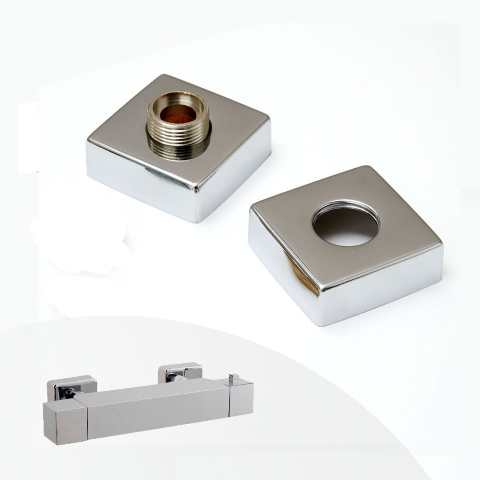 Square Metal Bathroom Bar Shower Fitting Kit S-Union Reducer Concealing Plates