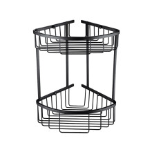 Corner Shower Caddy Double Shelf Basket Rack Matte Black