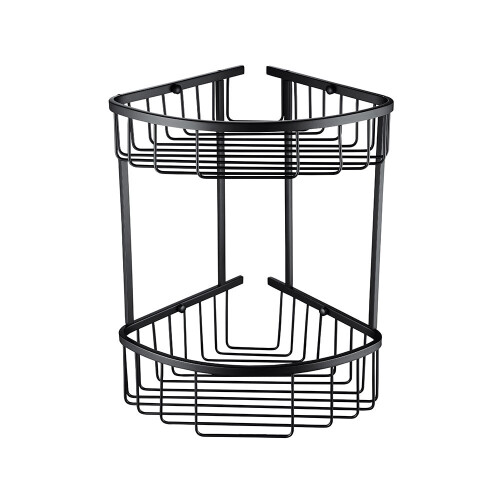 NES Home Corner Shower Caddy Double Shelf Basket Rack Matte Black