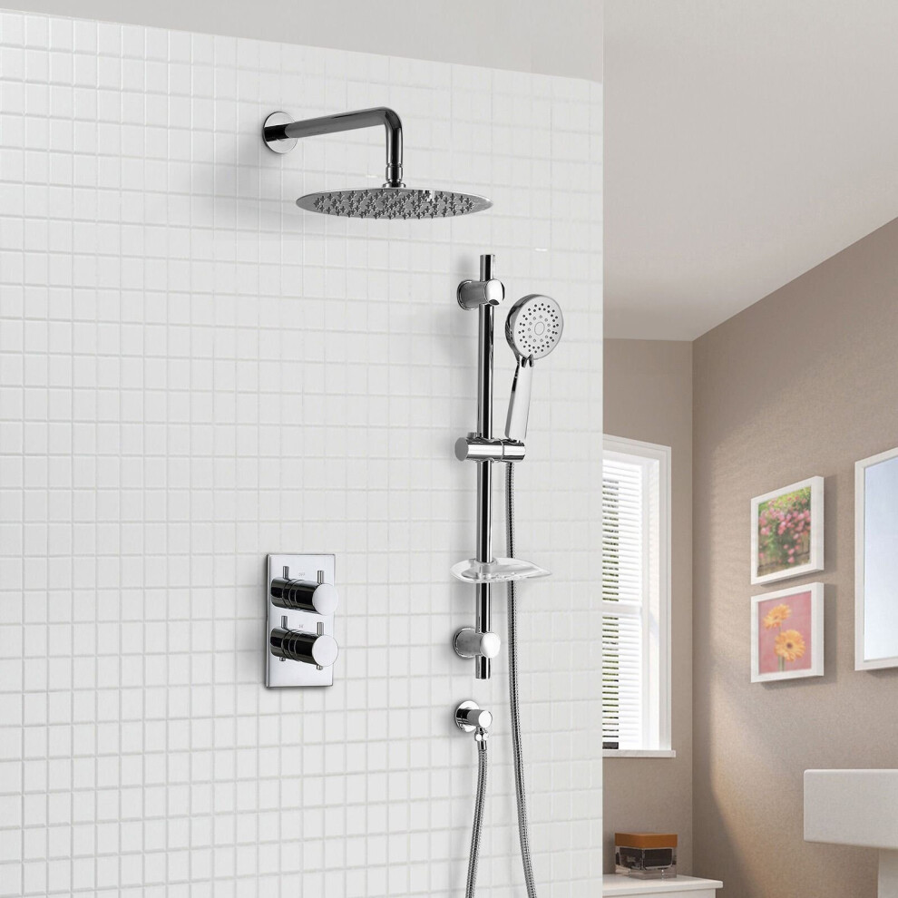 Concealed Thermostatic Shower Mixer with hand held Adjustable Rail and Rainfall Shower Head