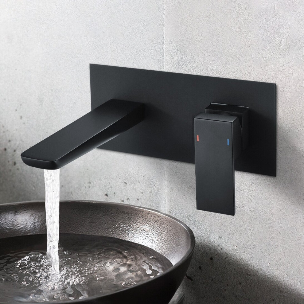 Finn Wall Mounted Basin Mixer Tap & Waste Black Matte