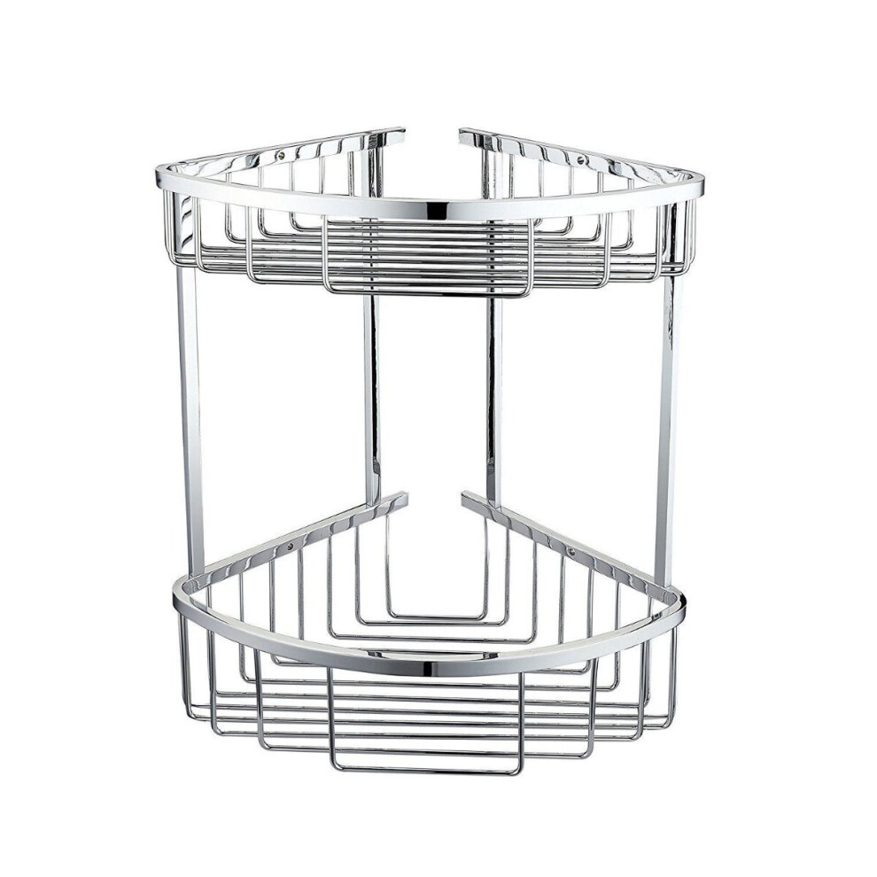 Corner Shower Caddy Double Shelf Basket Rack Chrome