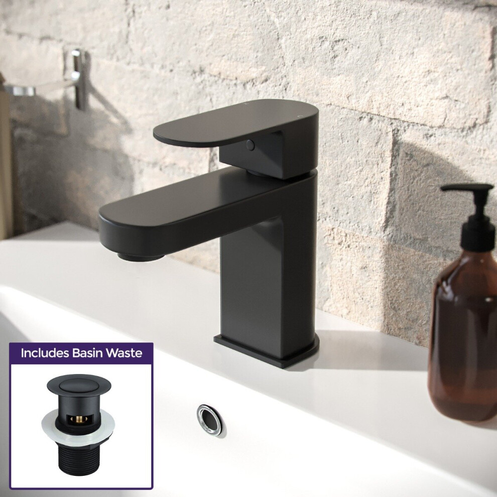 Kevon Mono Basin Mixer Tap & Waste Matte Black