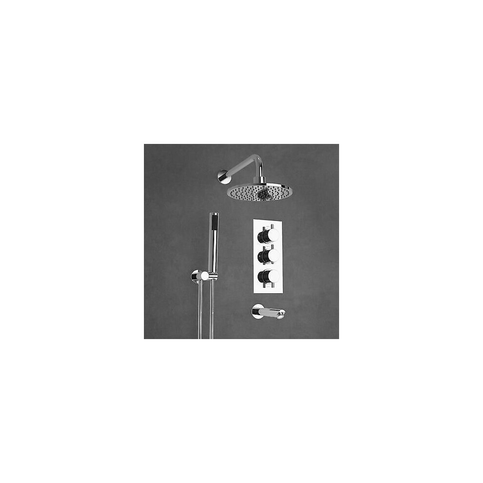 Bathroom 3 Dial 3 Way Concealed Round Thermostatic Shower Mixer Valve Chrome