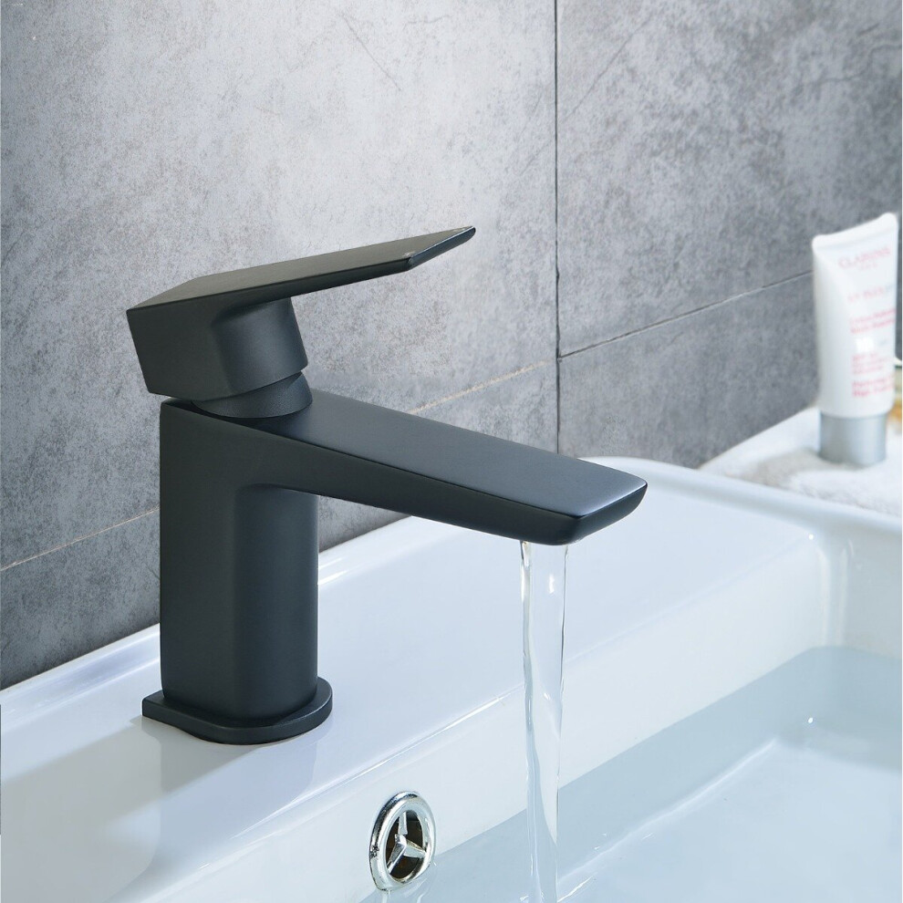 Finn Bathroom Basin Mono Mixer Tap & Waste Black Matte