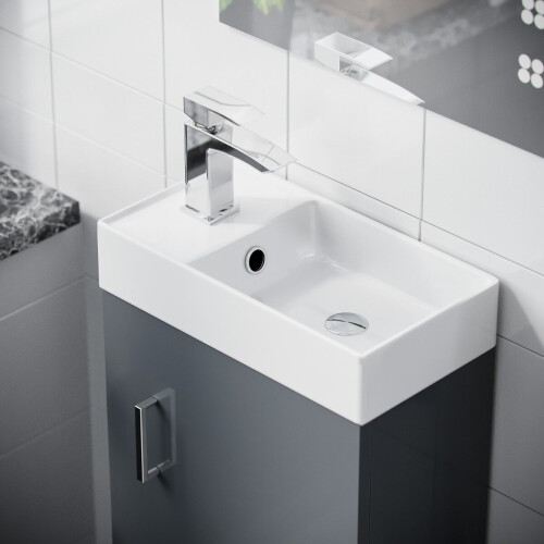 NES Home Nanuya 400mm Cloakroom Wall Hung Basin Vanity Unit Grey 2