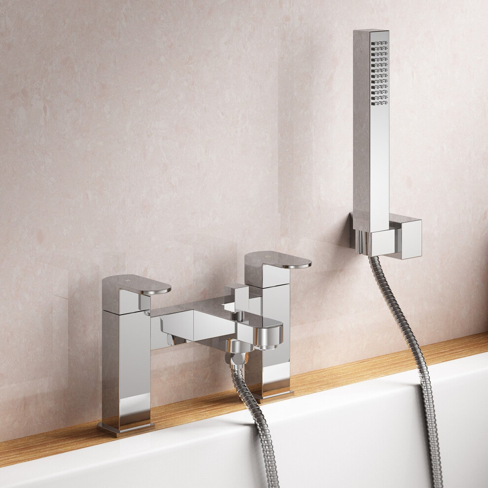 Kevon Basin Mono and Bath Shower Filler with Hand Held Tap Set Chrome