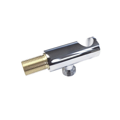 NES Home Round Chrome Wall Outlet Elbow Hose Connector with Shower Handset Holder 2