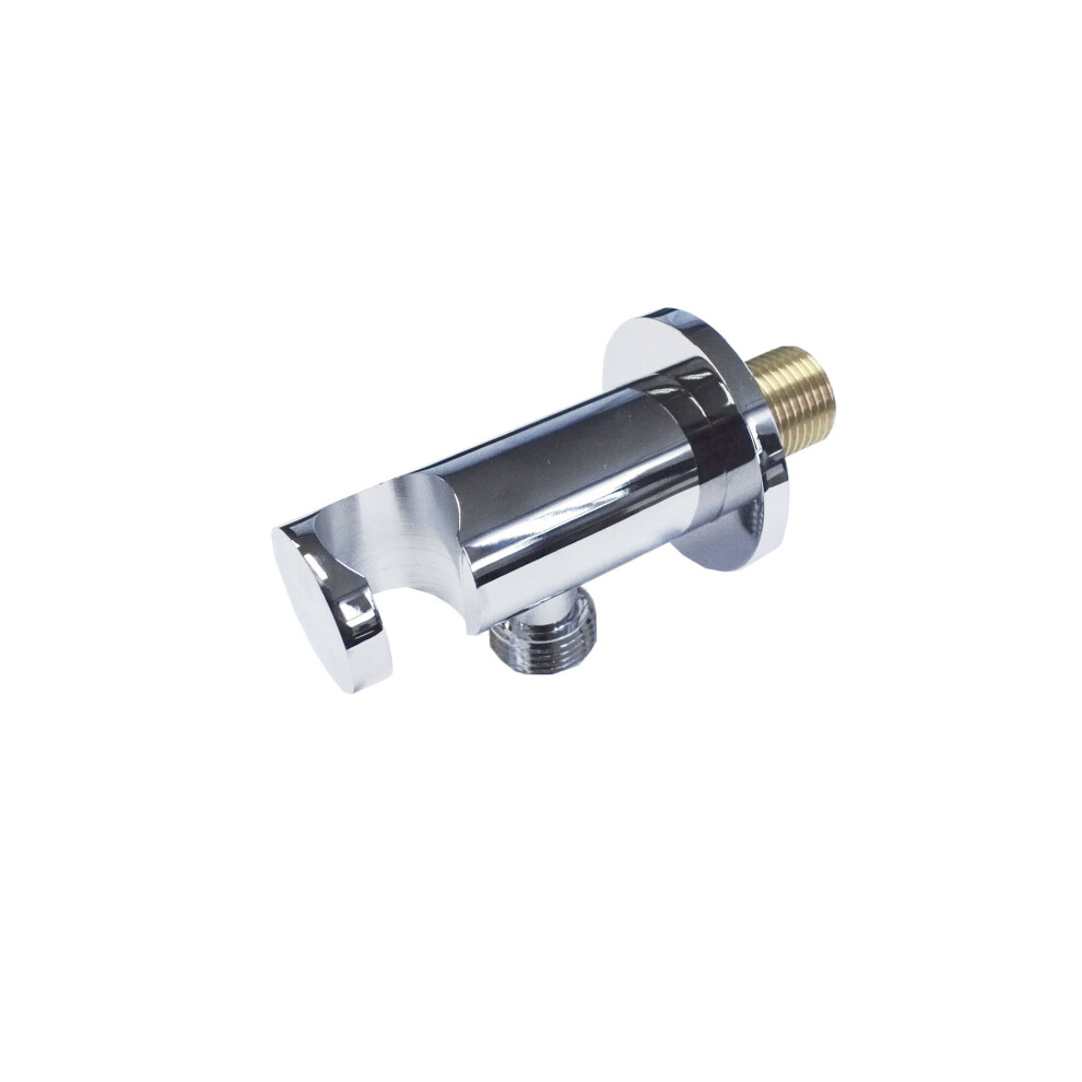 Nes Home Round Chrome Wall Outlet Elbow Hose Connector With Shower Handset Holder
