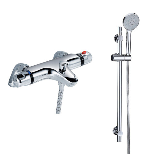 NES Home Bexley Thermostatic Valve Bath Shower Mixer Riser Kit / 3 Mode Handset 1