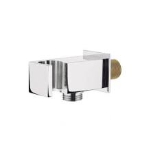 Square Chrome Wall Outlet Elbow Hose Connector & Shower Handset Holder