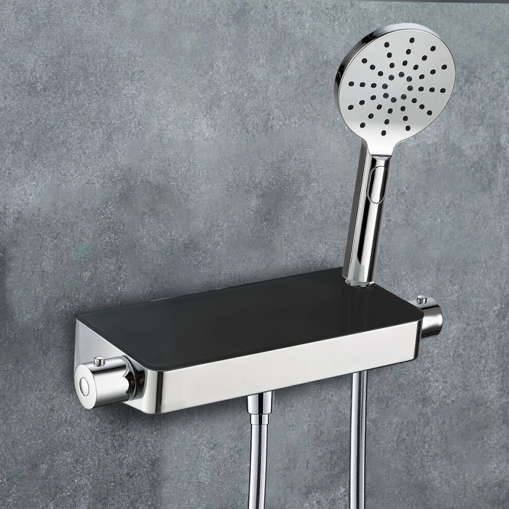 Bulby Thermostatic Black Glass Top Shower Mixer