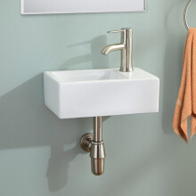 360mm Right-Hand Wall-Hung Ceramic Cloakroom Basin White No Overflow Mono Mixer Tap Hole IV1134R