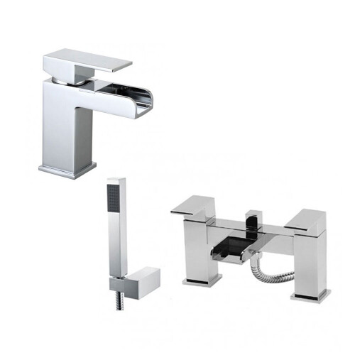 NES Home Origin Waterfall Basin Mono Tap & Bath Shower Mixer Tap Chrome