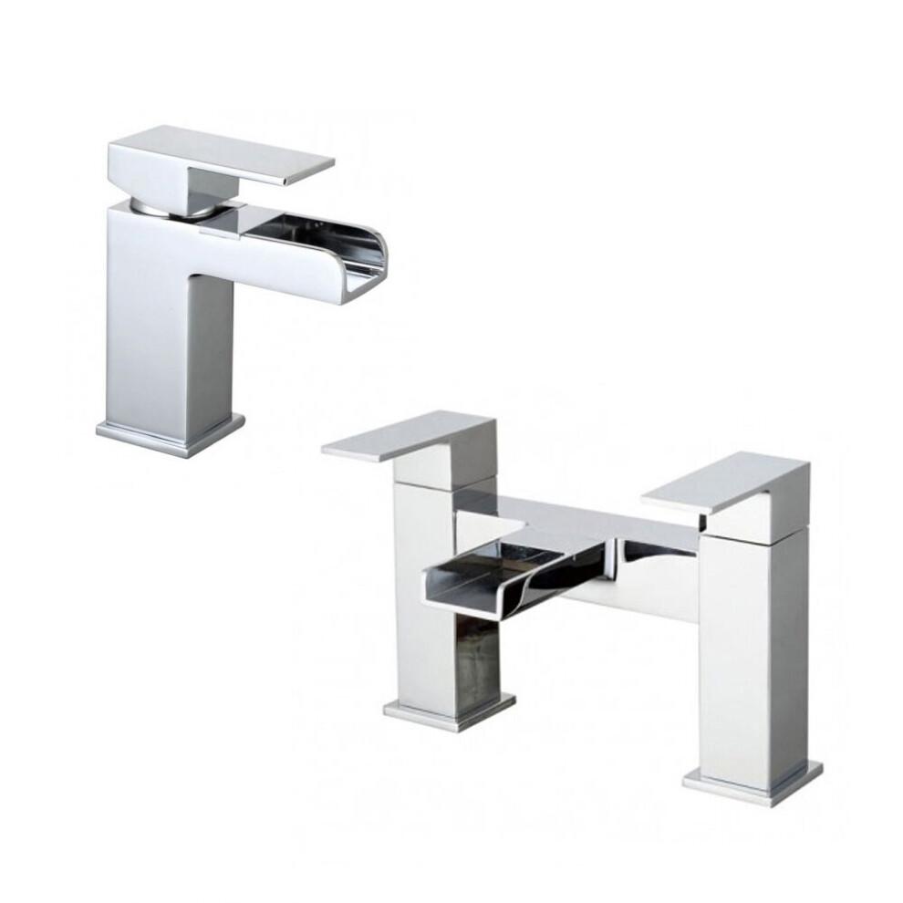 Origin Waterfall Basin Mono Mixer Tap & Bath Filler Mixer Tap Chrome