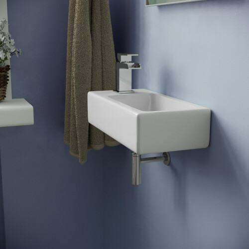 NES Home Tulla 375 x 185mm Small Cloakroom Rectangle Wall Hung Basin Sink 2