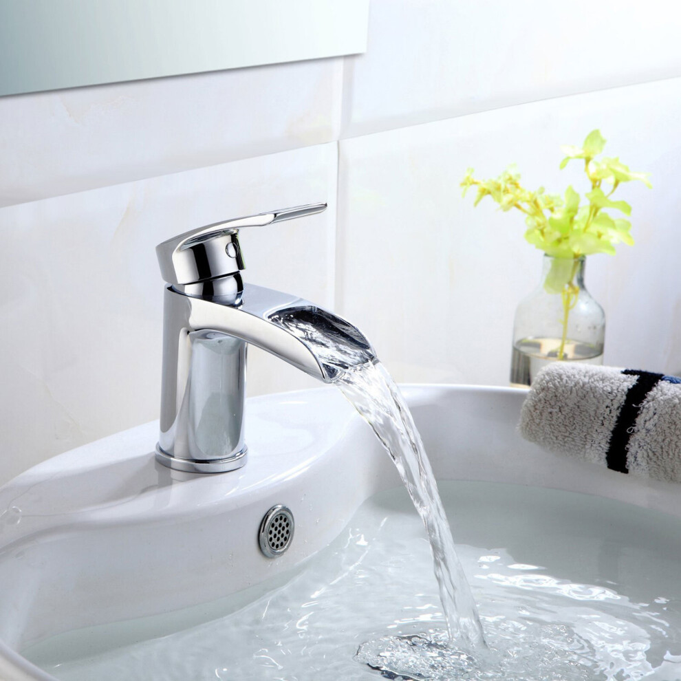 Ari Waterfall Basin Mono Mixer Tap & Waste Chrome 5060920923419
